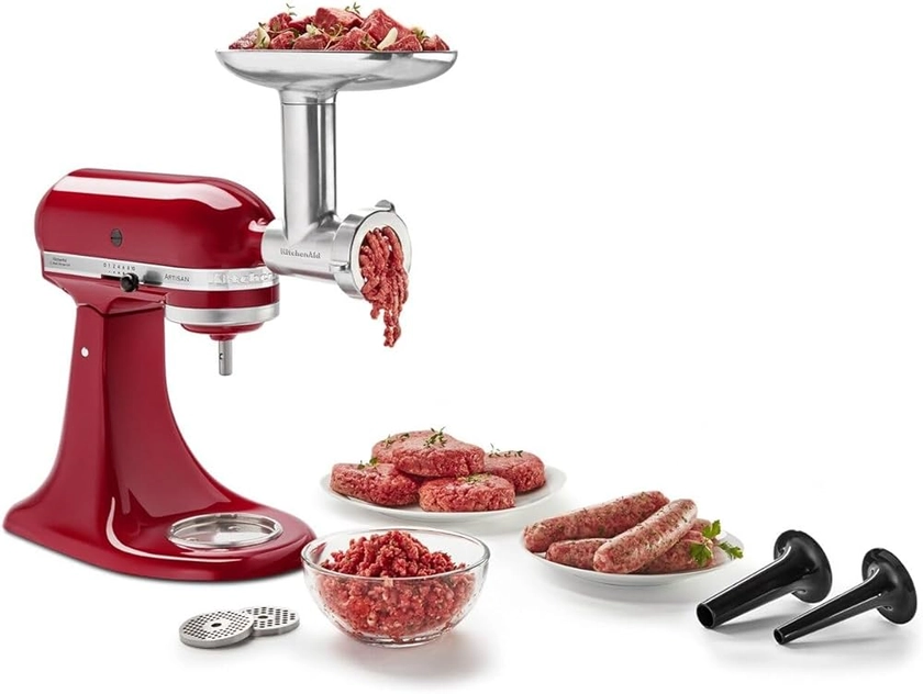 Amazon.com: KitchenAid KSMMGA Acessório de metal para moedor de alimentos, prata