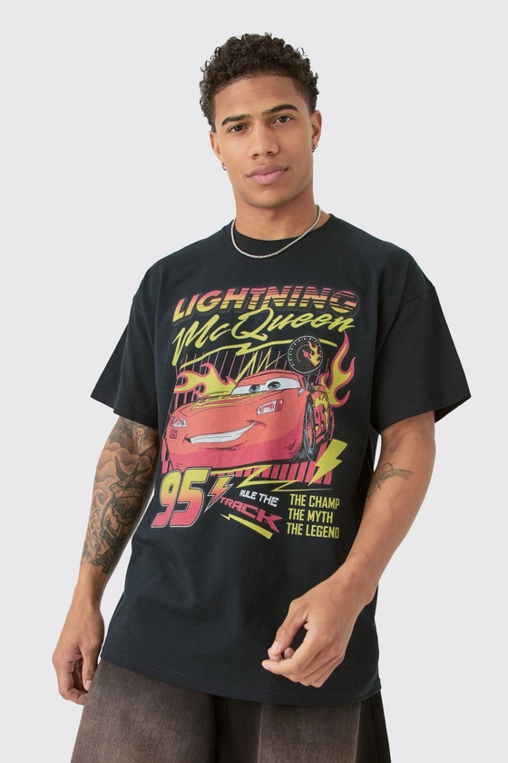 Oversized Pixar Cars Lightning License T-shirt | boohooMAN UK