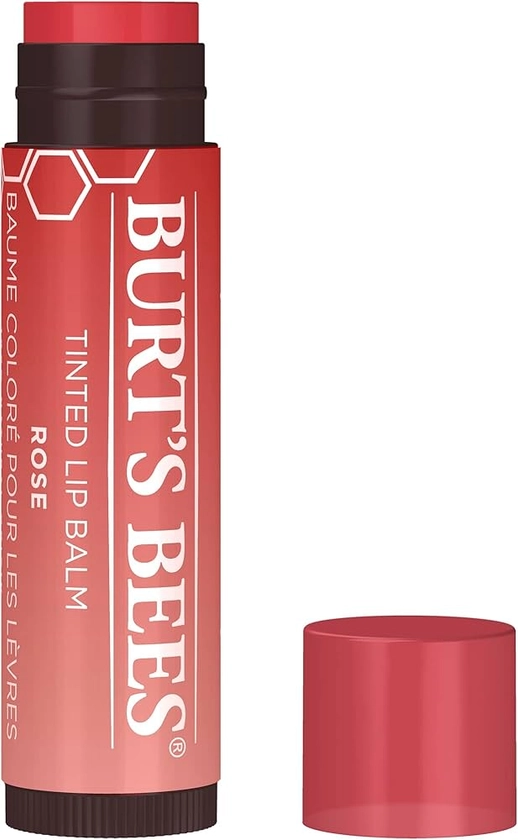 Burt's Bees Tinted Lip Balm Rose, Moisturising Lip Tint With Shea Butter, 100% Natural Origin, 4.25g