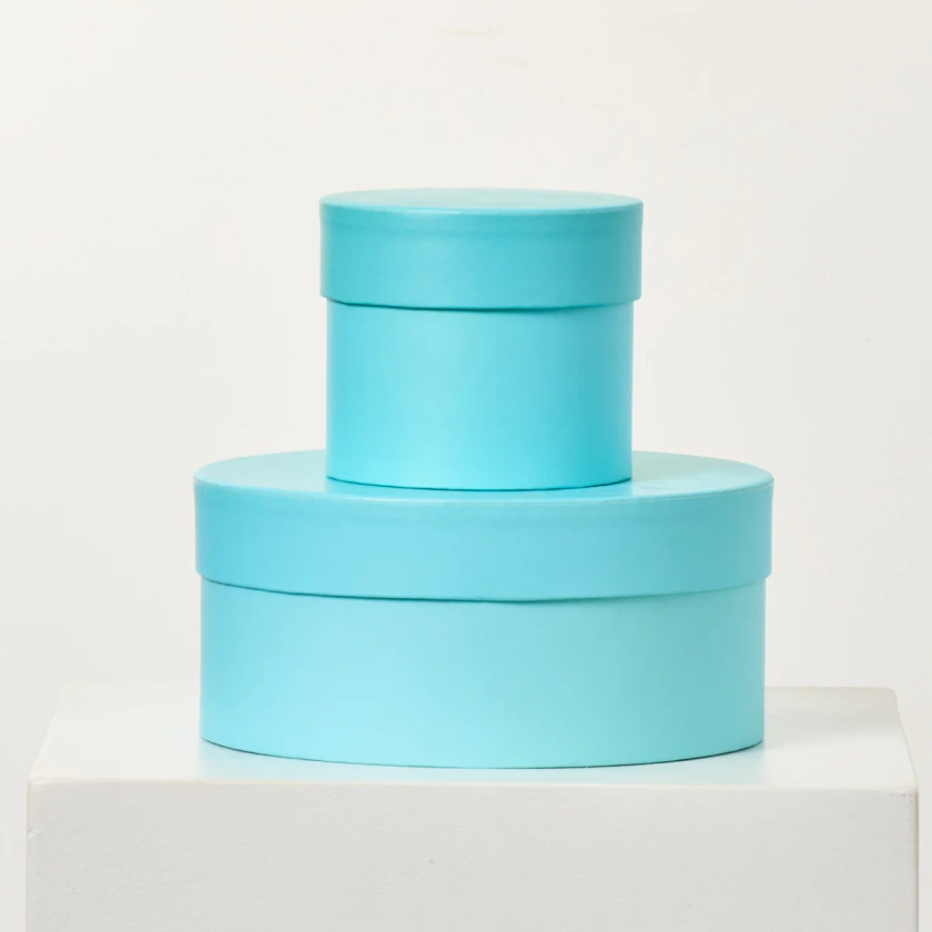 Stackable Hat Box Set of 2 - Available in Blue & Pink