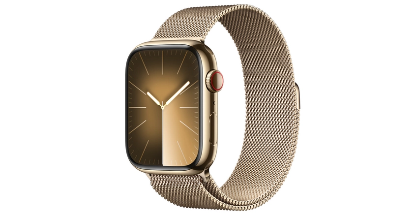 Apple Watch Series 9 GPS + Cellular 45-mm Gold Stainless Steel Case with Gold Milanese Loop