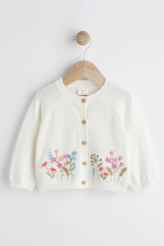 Pink Floral Embroidered Baby Cardigan (0mths-2yrs)