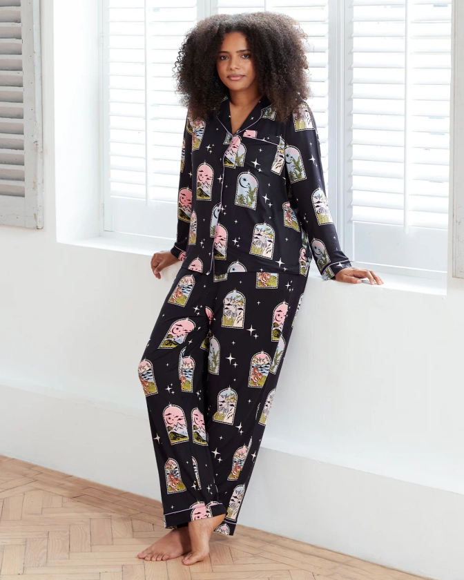 Dream Traveller Print Button Up Long Pyjama Set