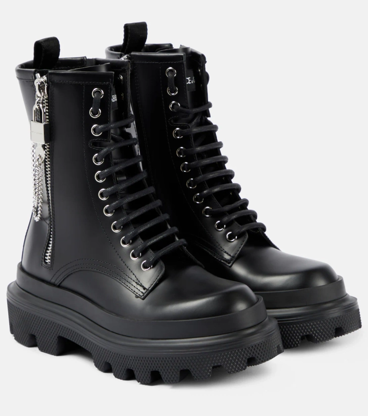 Leather combat boots in black - Dolce Gabbana | Mytheresa