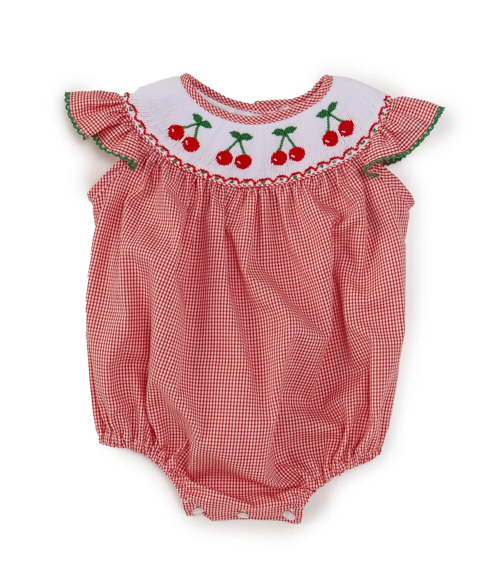 Edgehill Collection Baby Girls 3-24 Months Round Neck Cherry Smocked Bishop Dress | Dillard's