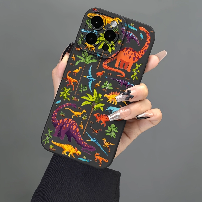 Dinosaur pattern, angel eye frosted feel, all-inclusive protection, dustproof and waterproof TPU soft case, suitable for iPhone 15 Pro Max, iPhone 15,