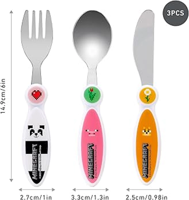 Minecraft Children's Kids 3pcs Cutlery Set - Knife/Fork/Spoon