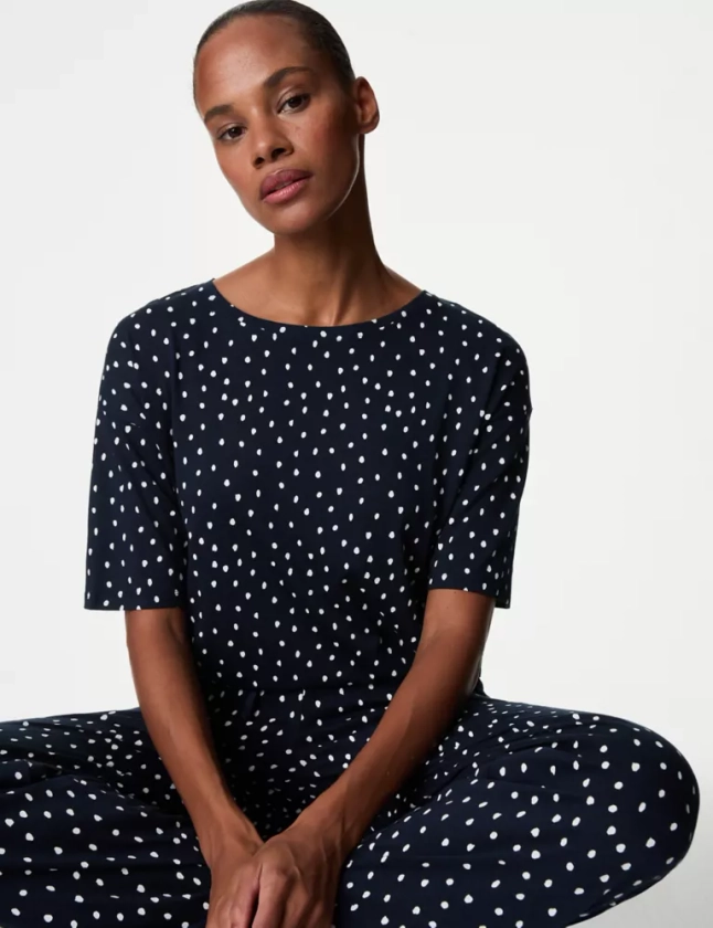 Cotton Modal Polka Dot Pyjama Set | M&S Collection | M&S