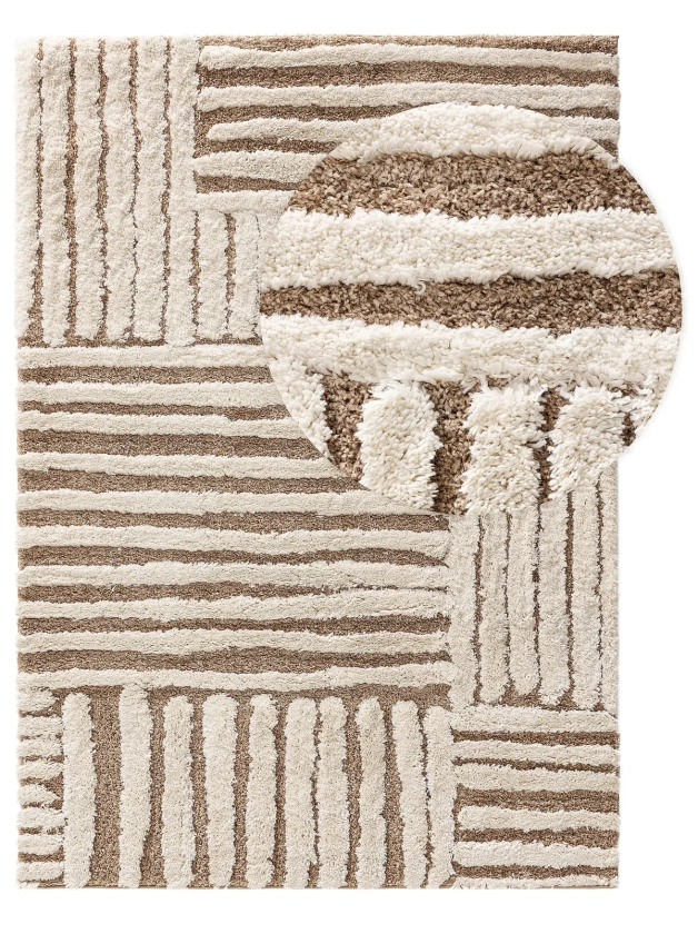 Découvrez Tapis à poils longs Tibo Crème/Beige en différentes tailles