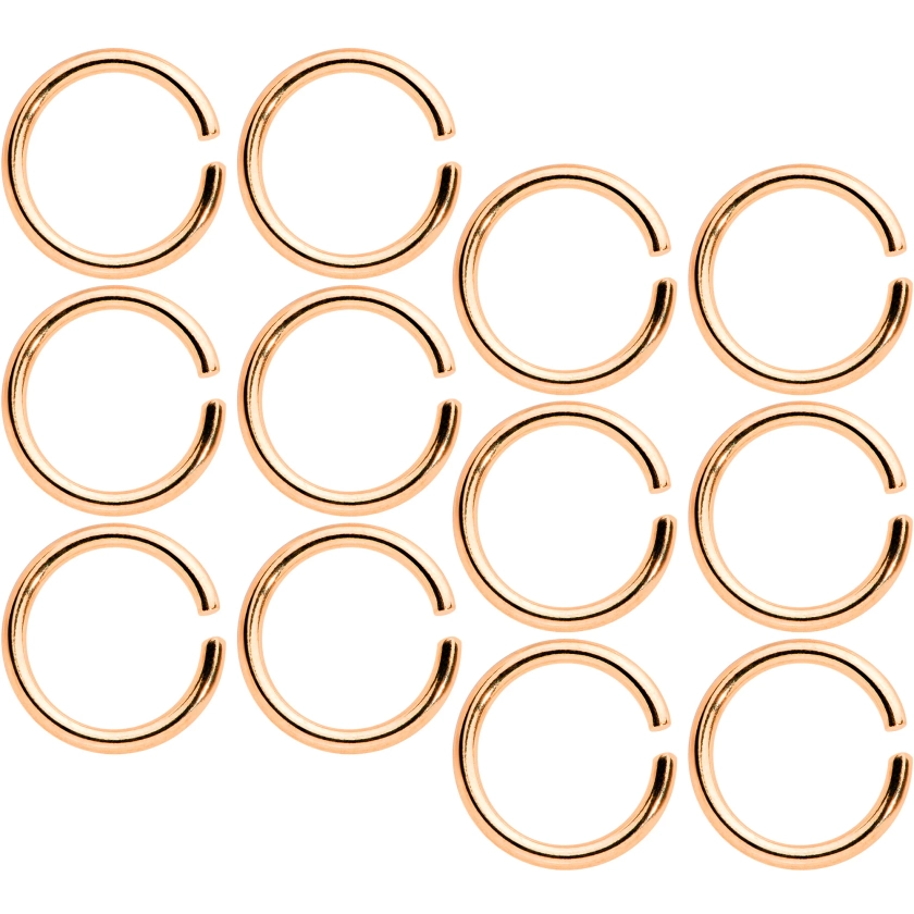 16 Gauge 5/16 Rose Gold Tone Seamless Cartilage Ring Set of 12