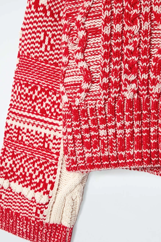 FAIR ISLE WOOL AND CASHMERE SWEATER - RED / CREAM - Knitwear - COS