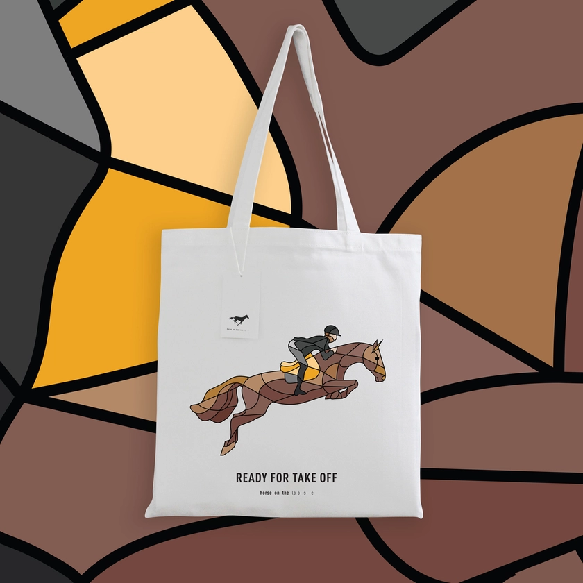 Brown show jumper Tote — horse on the loo s e 