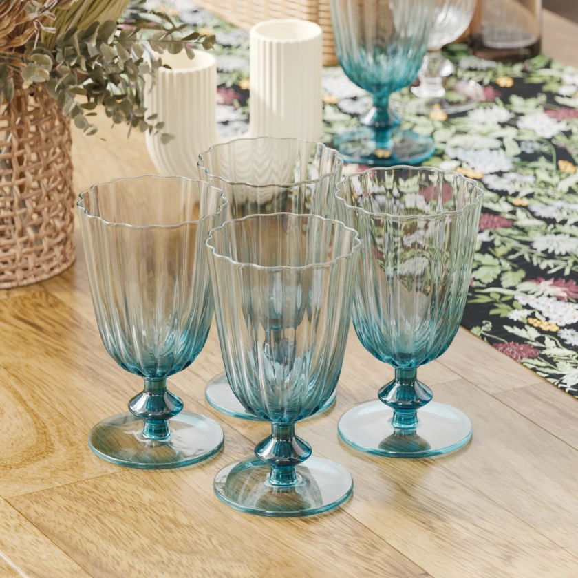 Scallop Glass Goblets Set of 4
