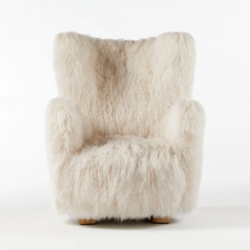 Bozzi Taupe Mongolian Sheepskin Accent Chair by Ross Cassidy + Reviews | CB2