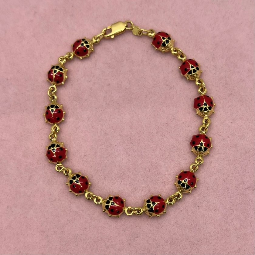 Ladybug Eternity Bracelet with Enamel