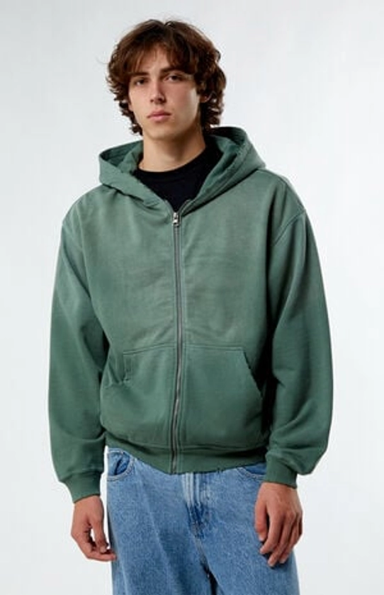 PacSun Green Heavyweight Spray Full Zip Hoodie | PacSun