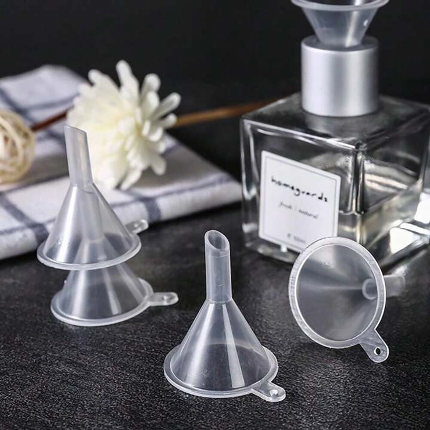 3pcs Small Funnel Mini Funnel Clear Plastic Funnels For Lab Bottles, Essential Oils, Perfumes, Spices, Sand Art, Powder Funnel