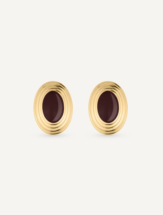 Boucles d'oreilles pierre marron Espresso