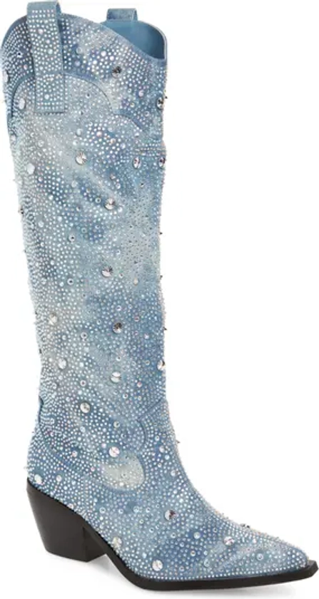 AZALEA WANG Mullins Crystal Embellished Western Boot (Women) | Nordstrom