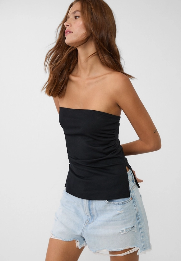 Bandeau top with side vents - Women's T-shirts | Stradivarius United Kingdom