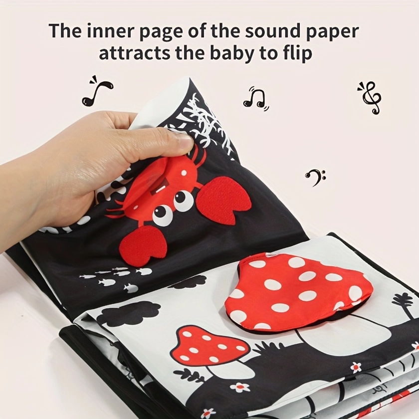 * Sensory Cloth Book for Babies - Tactile & Head-*, Washable Calendar with Vibrant Animal Patterns - Perfect Newborn Gift