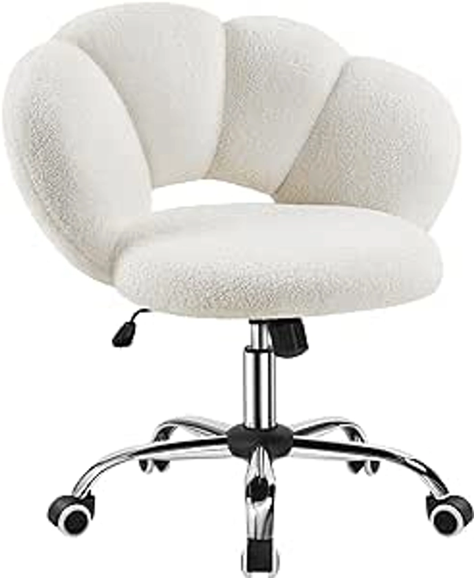 Yaheetech Chaise Bureau avec Dossier en Nuage Fauteuil Ergonomique avec Hauteur Réglable Chaise Pivotante à 360° Fauteuil de Coiffeuse pour Salon, Chambre Charge 136kg Blanc/Bouclé : Amazon.fr: Cuisine et Maison