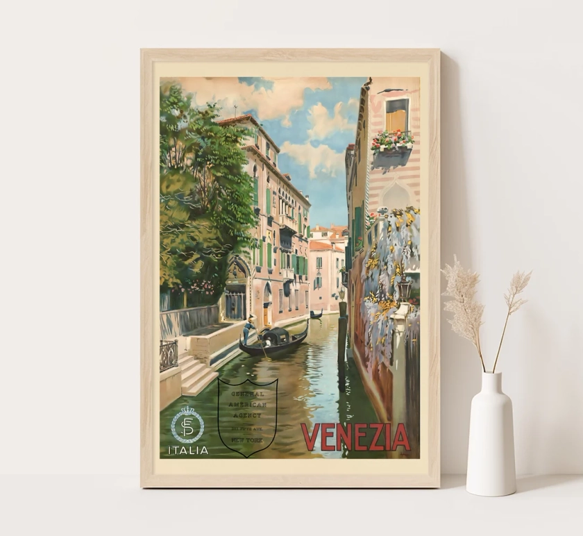 Venice Italy Vintage Poster Venezia Italia Vintage Print Italy Travel Wall Art 12x18 Inches Print. - Etsy