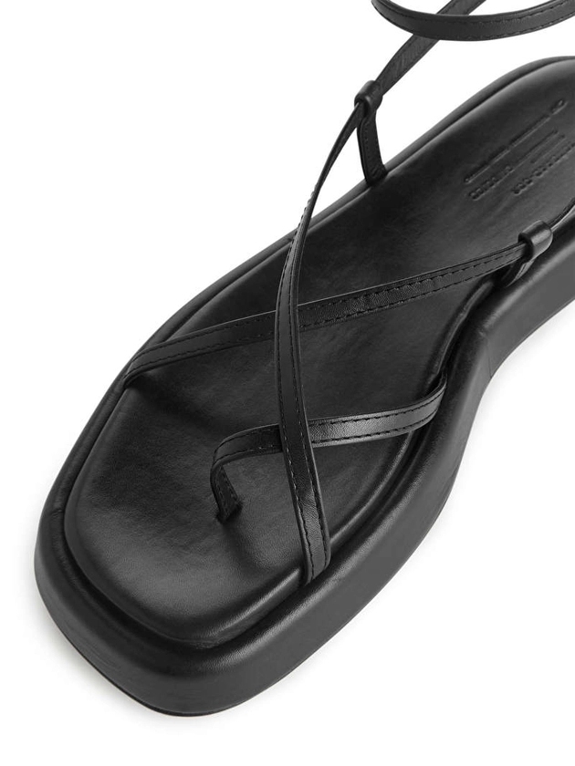 Leather Strap Sandals - Black - ARKET GB