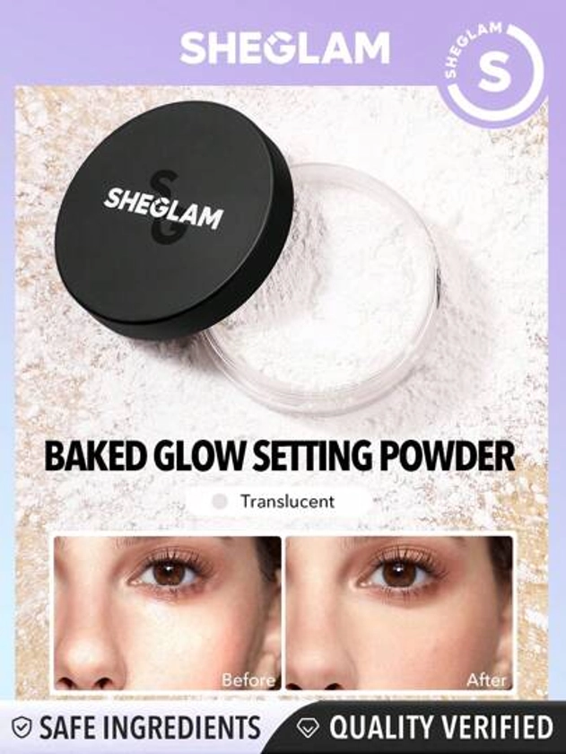 SHEGLAM Baked Glow Setting Powder-Translucent Oil Control Loose Setting Powder Translucent Pore-Less Flawless Smooths Fine Lines Glowy Powder Black Friday Winter Powder Xmas Christmas Gift Winter Y2K | SHEIN UK