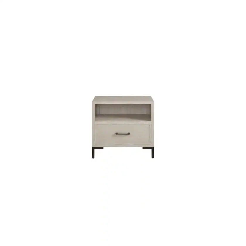 Alpine Furniture Bradley 1-Drawer Wood Nightstand with Shelf, Antique White F7210-12 - The Home Depot