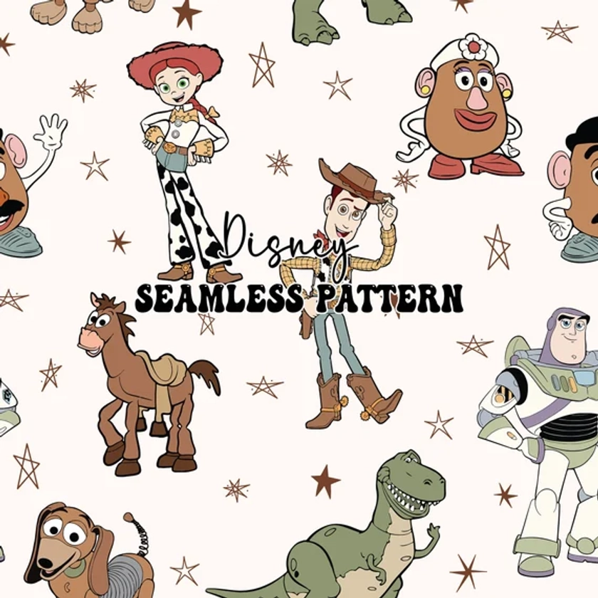 Toy Story Seamless Pattern, Story Friends Seamless Pattern, Magical Seamless, Trendy Pattern, Cartoon Seamless Pattern, Fabric Sublimation