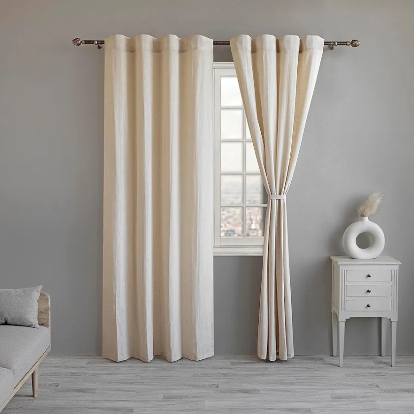 Buy Linenwalas Cotton Linen Curtains 5 Feet Long Set Of 2,Curtain For Window Home Decor Items For Living Room Bedroom,Semi Sheer Curtains With Back Loop Hangings (5 Feet Length,Natural Linen) - Back Tab Online at Low Prices in India - Amazon.in