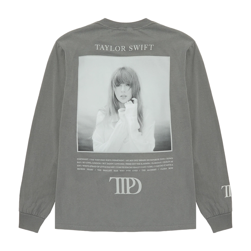 The Tortured Poets Department Photo T-Shirt Gris Manches Longues - Store Taylor Swift