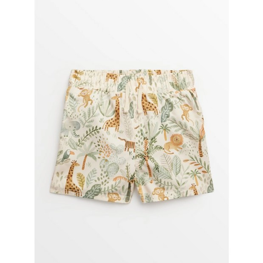 Buy Cream Safari Print Swimming Trunks 9-12 months | Swimwear | Tu