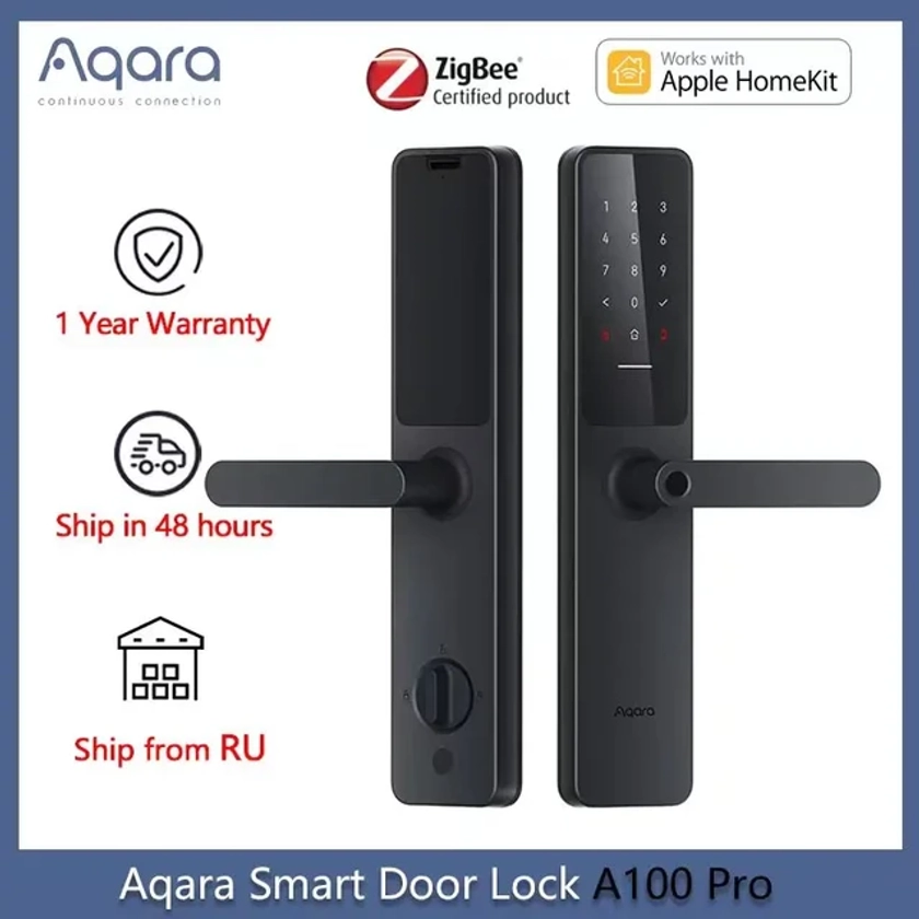 Aqara – serrure de porte intelligente A100 Pro Zigbee, Bluetooth 5.0, déverrouillage par empreinte digitale, fonctionne avec Apple Homekit Aqara Home