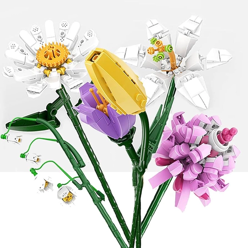 Amazon.com: Cihely Flower Bouquet Building Blocks Kits 5 Pack Accompany, Artificial Flowers Building Project to Release Stress and Focus The Mind, for Birthday Gifts to Adults/Teens : Home & Kitchen