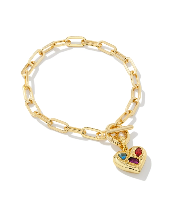 Penny Gold Heart Chain Bracelet in Multi Mix