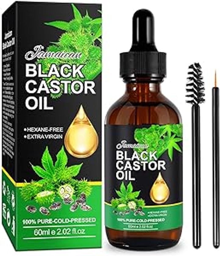 Amazon.com: Jamaican Black Castor Oil,100% Natural Premium Organic Cold Pressed Unrefined Castor Oil,for Eyelashes & Eyebrows Hair Growth Thicker,Body Face Skin Nourish, Relaxation Sore Muscles,60ML : Beauty & Personal Care