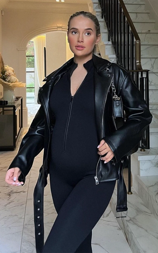 Maternity Black Contour Ribbed Jumpsuit