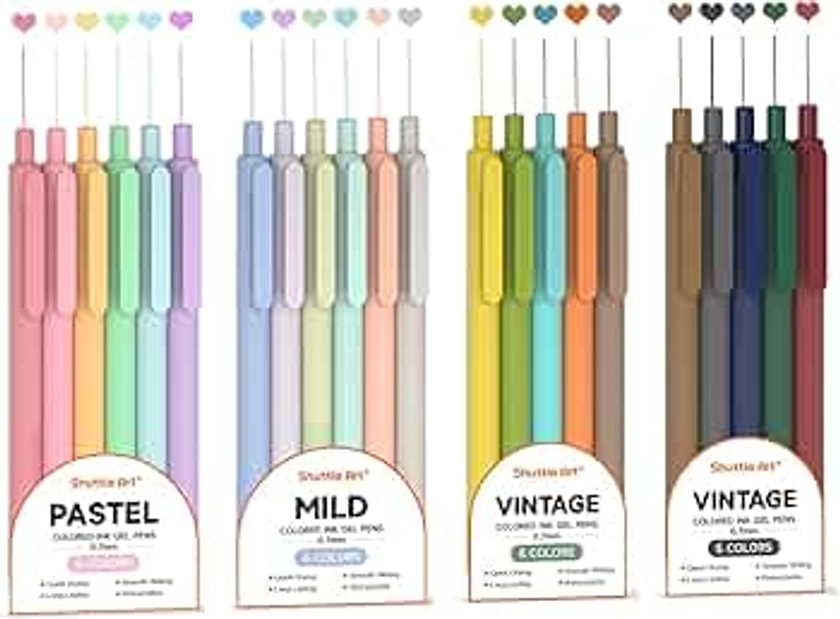 Shuttle Art Colored Retractable Gel Pens, 22 Ink Colors, 6 Mild 6 Pastel 5 Light Vintage and 5 Dark Vintage, Cute Pens Fine Point Soft Barrel for Writing Journaling Note Taking School Office Home