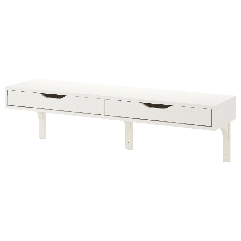 EKBY ALEX / RAMSHULT wall shelf, white/white, 119x29 cm - IKEA