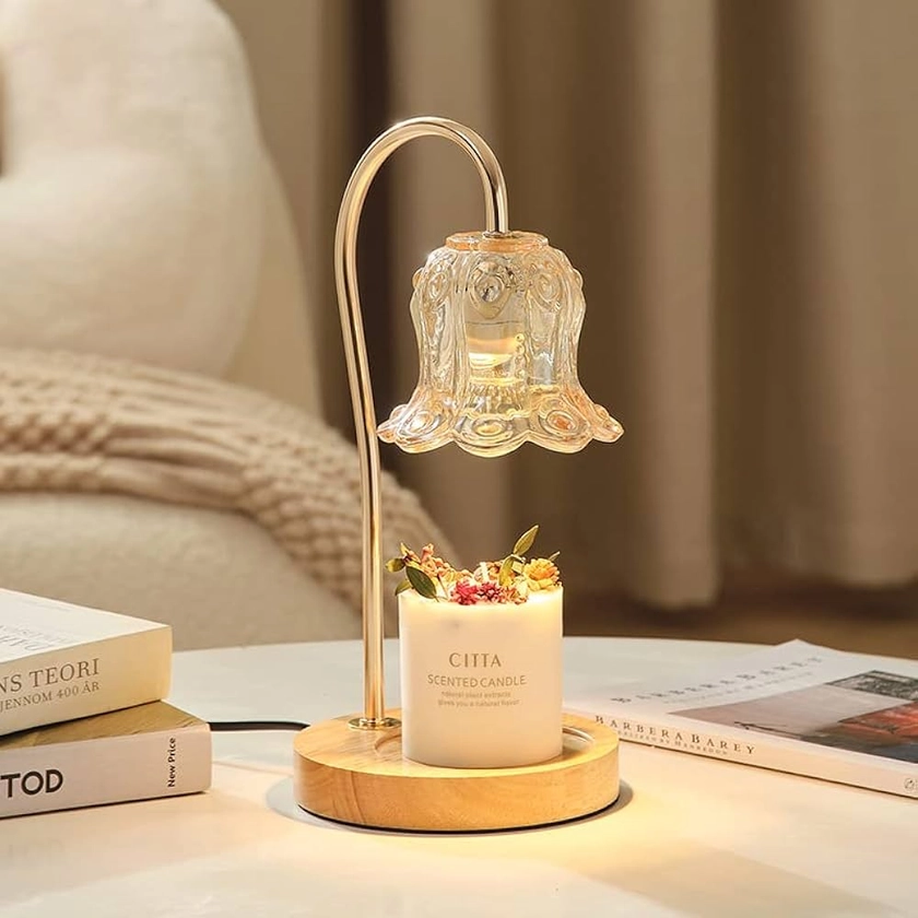 OKYUK Candle Warmer Lamp, Electric Candle Lamp Warmer, Mothers Day Gifts for Mom, House Warming Gifts New Home Bedroom Decor Dimmable Wax Melt Warmer for Scented Wax with 2 Bulbs (Amber) : Amazon.co.uk: Home & Kitchen