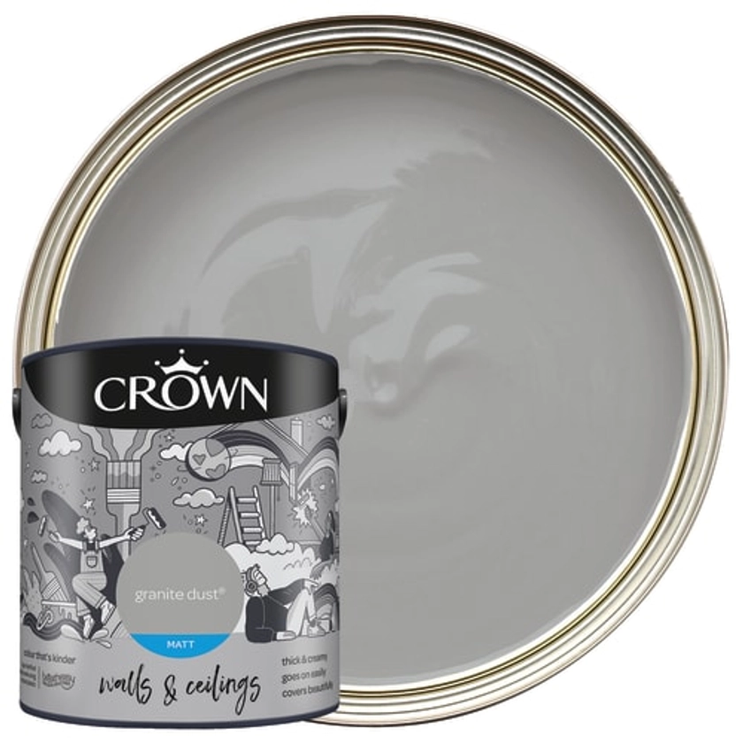 Crown Matt Emulsion Paint - Granite Dust - 2.5L | Wickes.co.uk