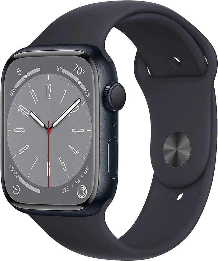 Apple Watch Series 8 (GPS, 45MM) - Midnight Aluminium Case with Midnight Sport Band (Renewed)