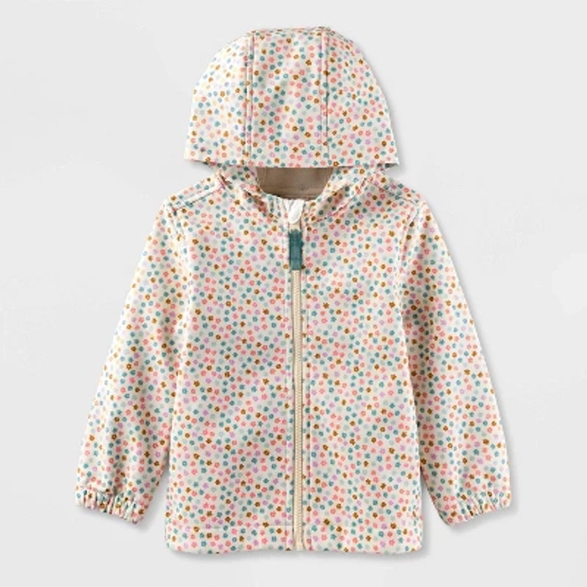 Toddler Girls' Floral Printed Softshell Jacket - Cat & Jack™ Cream 4T