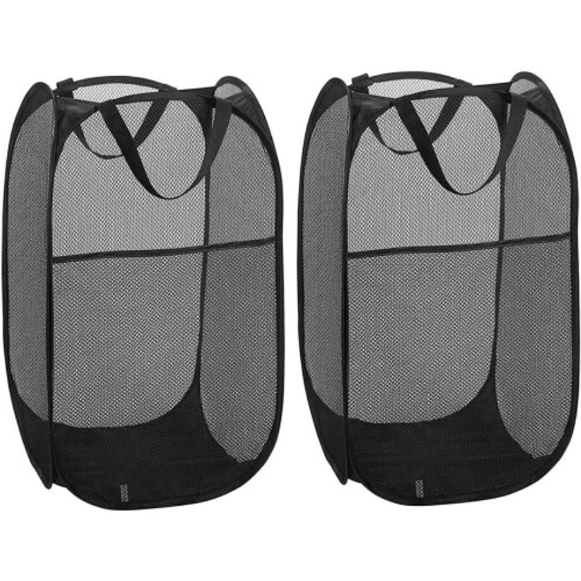 2 Pack Laundry Basket Collapsible Pop Up Mesh Laundry Hamper (Black) on OnBuy