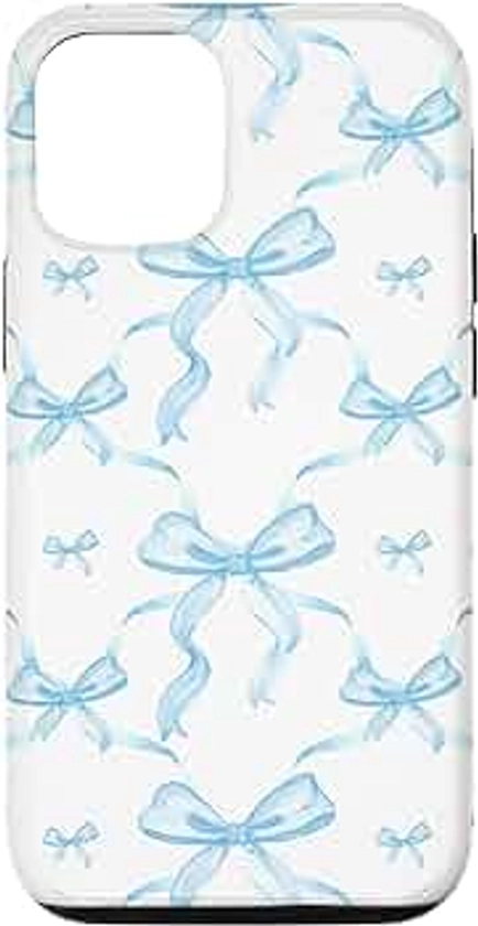 iPhone 13 Aesthetic Light Blue Ribbons and Bows in Watercolor Case