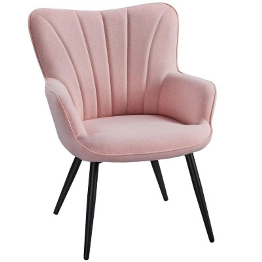 Yaheetech Fabric Upholstered Accent Chair Armchair for Living Room, Pink