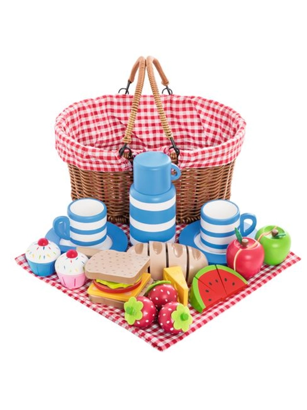 Picnic Basket with Wooden Food