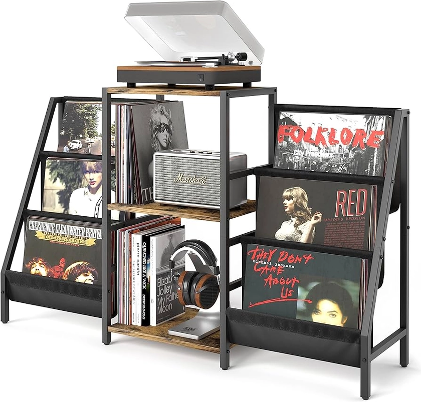 Record Player Stand with Vinyl Storage, Record Player Table with Vinyl Record Storage Up to 280 Albums, Turnta ble Stand with Record Holder Vinyl Display Shelf, Record Cabinet for Vinyls Media Stereo : Amazon.com.au: Electronics